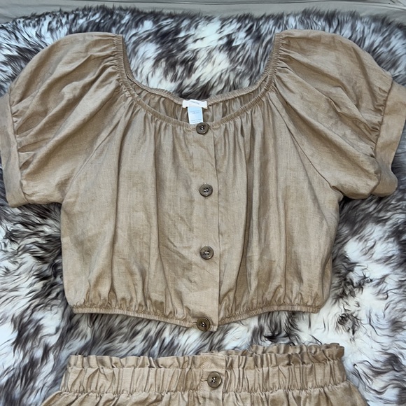 Eberjey Linen Harper Top and Skirt Set in Khaki - Picture 5 of 8